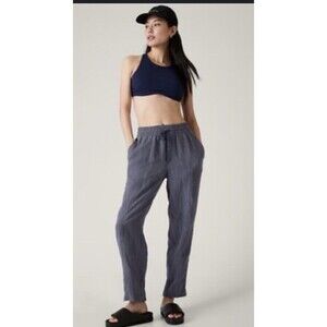 Athleta Retreat Linen High Rise Ankle Pant Navy size its Tall xs